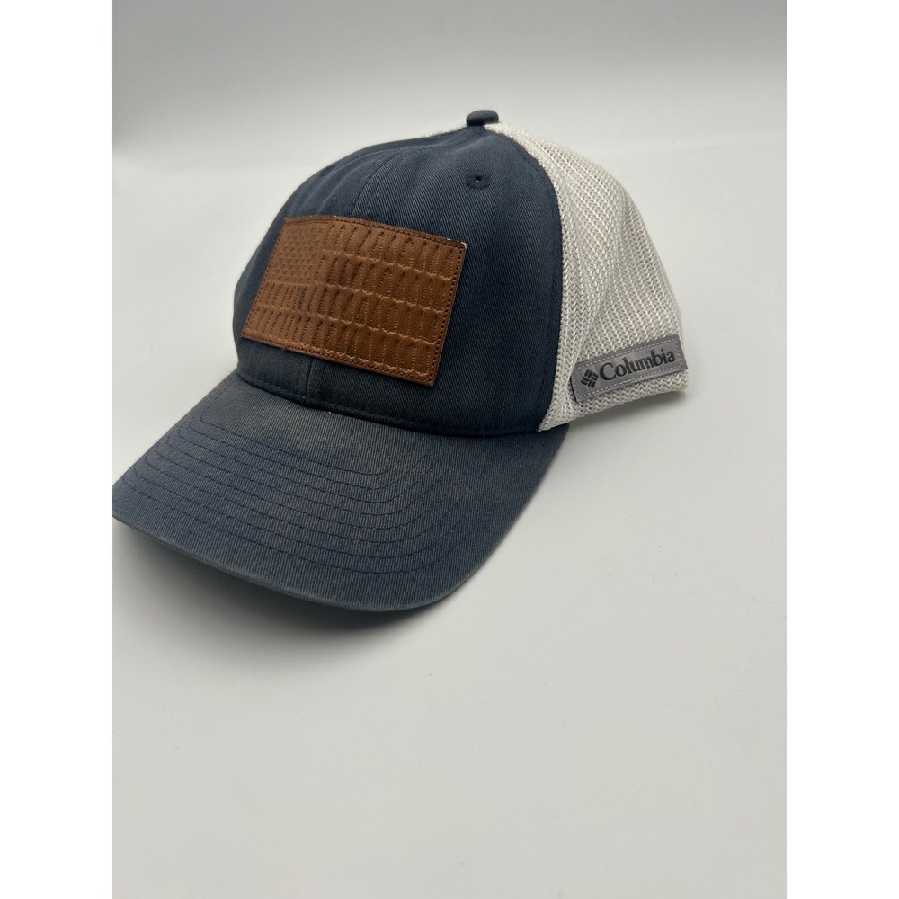 Columbia PFG Mesh Back Trucker Hat Navy Blue White American Flag Patch Cap